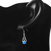 Synthetic Opal Trinity Knot Silver Earrings